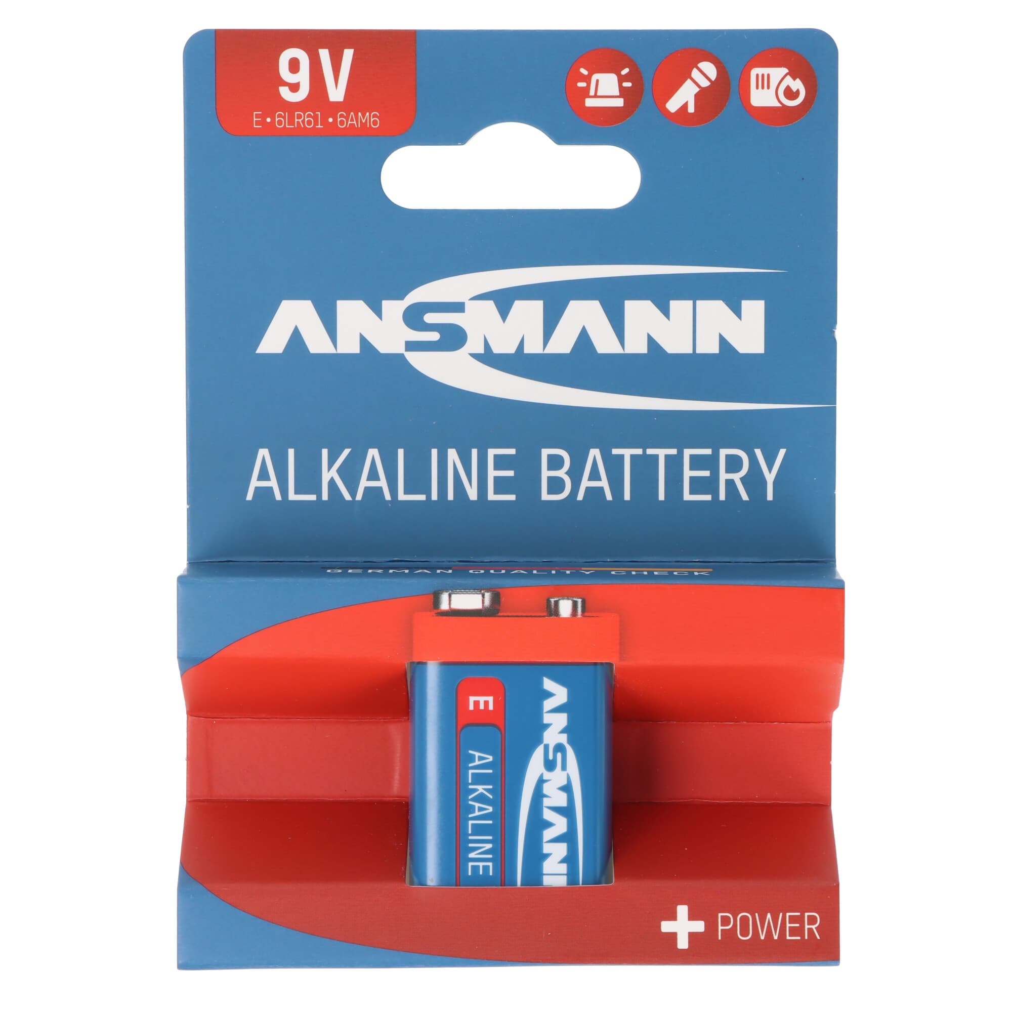 Pile alcaline 9 V Ansmann, bloc E, 6LR61, 1 blister papier