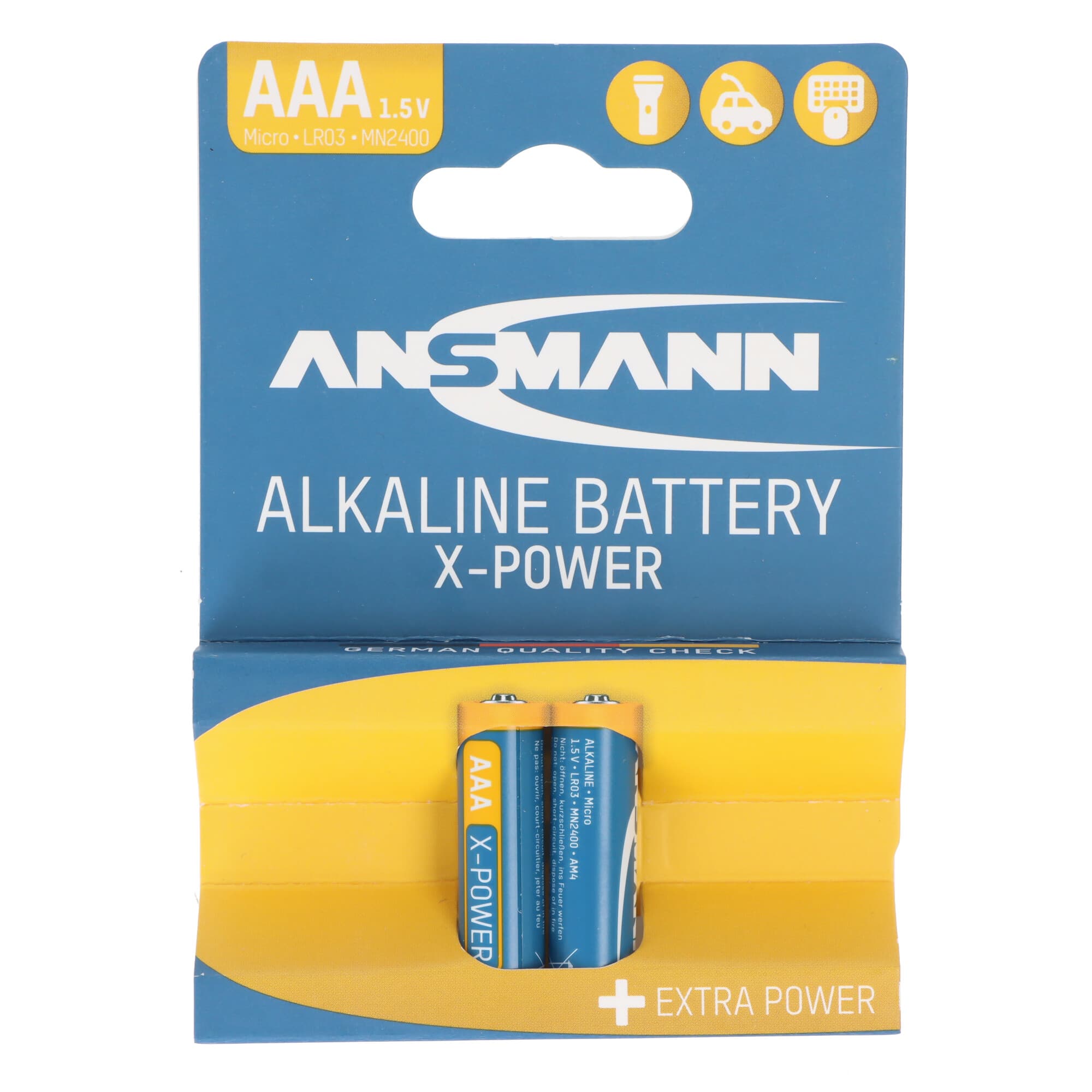 Piles alcalines Ansmann X-Power Micro AAA, LR3, pack de 2, blister papier