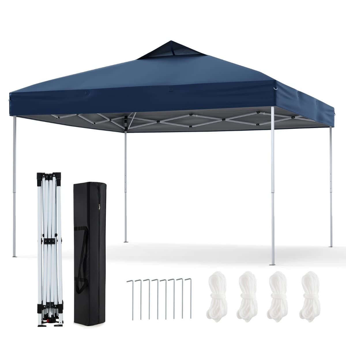 CostwayTonnelle de Jardin Pop-up 295x295CM Tente Réception Pliant avec Verrouillage Central à Un Clic Sac de Transport Portable Bleu Foncé