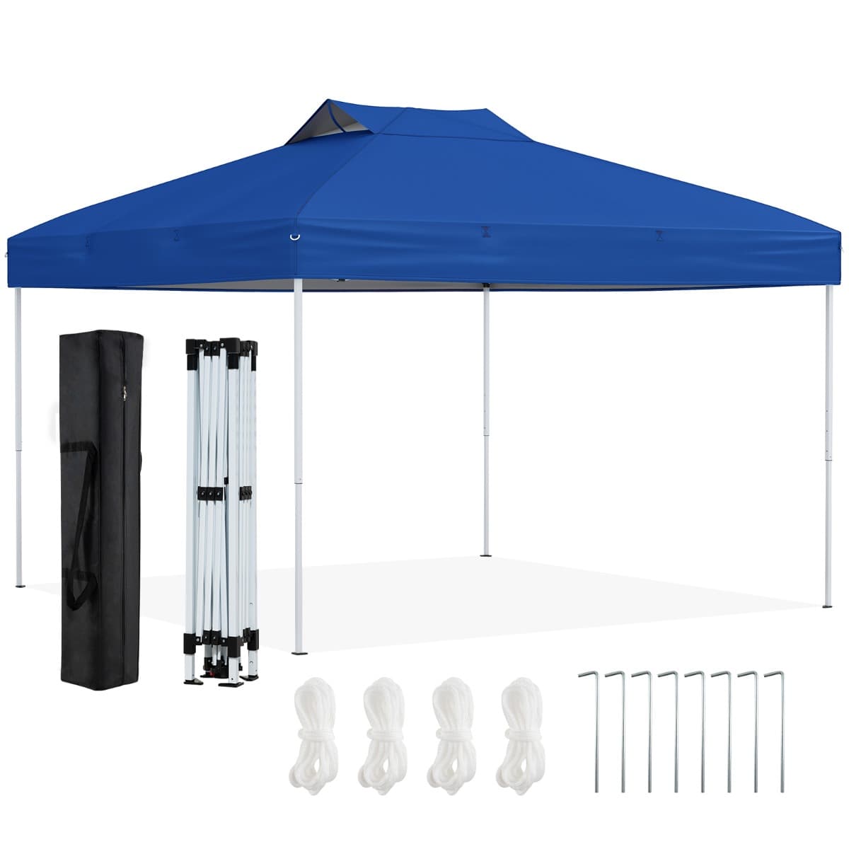 CostwayTonnelle de Jardin Pop-up 295x295CM Tente Réception Pliant avec Verrouillage Central à Un Clic Sac de Transport Portable Bleu