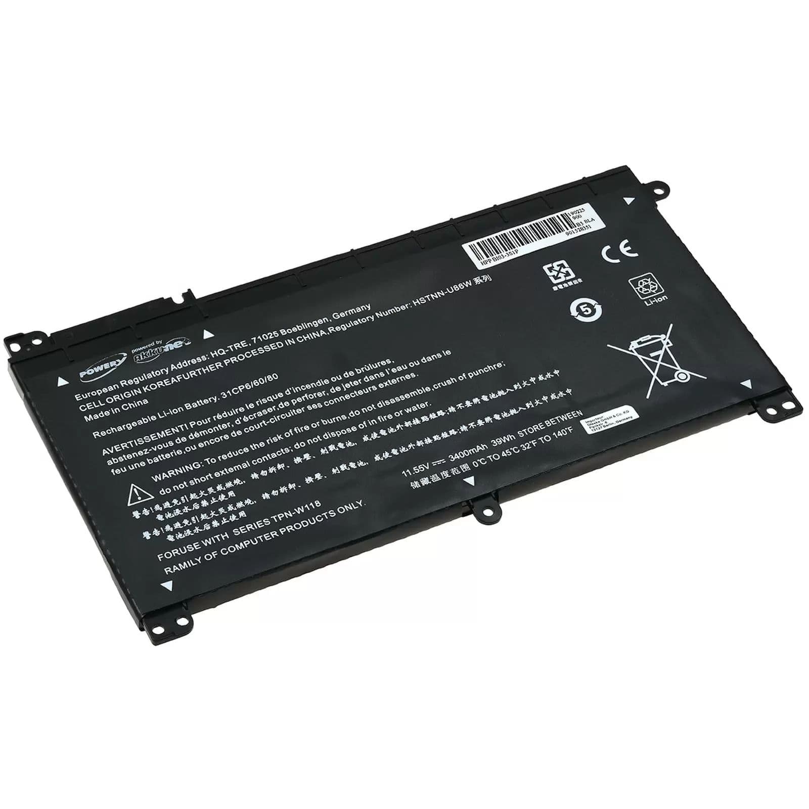 Batterie pour ordinateur portable HP Stream 14 / Probook X360 11 G1 / Type BI03XL / HSTNN-UB6W - 11,55V - 3400 mAh